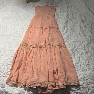 Guess Lace Up Peach Maxi Dress NWT
